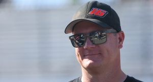 Ron Silk, driver of the No. 16 Blue Mountain Machine and Future Homes Modified, during practice for the Virginia is for Racing Lovers 200 at Martinsville Speedway on Oct. 27, 2022. (Adam Fenwick/NASCAR)