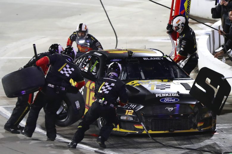 Ryan Blaney makes a pit stop