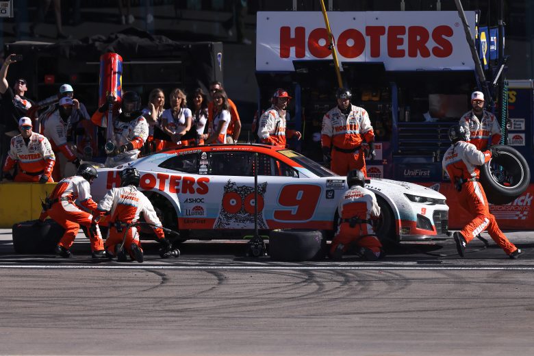 Chase Elliott makes a pit stop