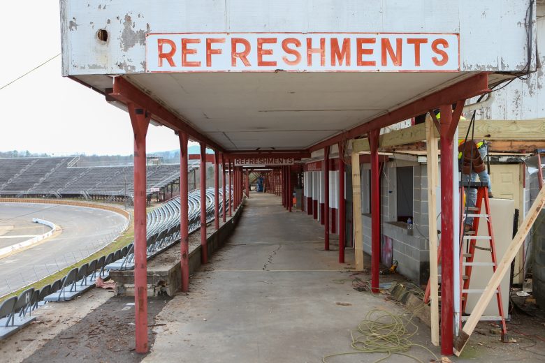 Construction work at North Wilkesboro Speedway in North Wilkesboro, North Carolina, on December 13, 2022. (Adam Fenwick/NASCAR)