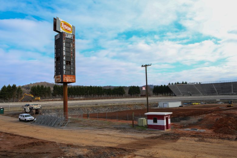 Construction work at North Wilkesboro Speedway in North Wilkesboro, North Carolina, on December 13, 2022. (Adam Fenwick/NASCAR)