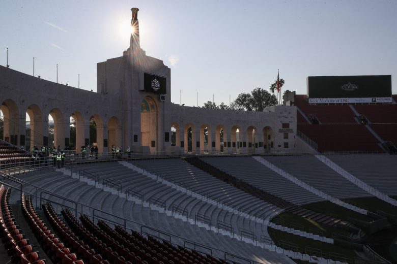 Sun shins on LA Coliseum