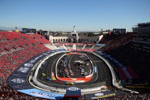 LOS ANGELES, CALIFORNIA - FEBRUARY 06: A general view of the last chance qualifying race prior to the NASCAR Cup Series Busch Light Clash at the Los Angeles Memorial Coliseum on February 06, 2022 in Los Angeles, California. (Photo by Meg Oliphant/Getty Images) | Getty Images