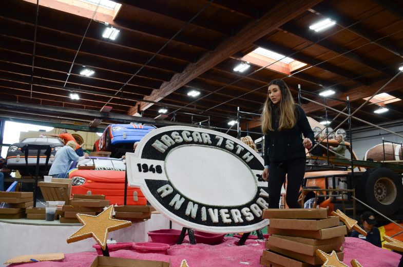 Behind the scenes Building the Rose Parade float NASCAR