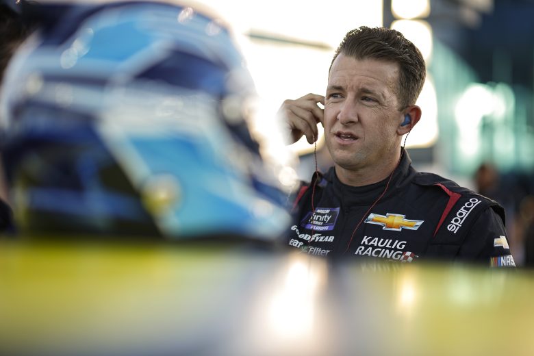 LAS VEGAS, NEVADA - OCTOBER 14: AJ Allmendinger, driver of the #16 SRS Distribution Chevrolet, prepares to practice for the NASCAR Xfinity Series Alsco Uniforms 302 at Las Vegas Motor Speedway on October 14, 2022 in Las Vegas, Nevada. (Photo by Sean Gardner/Getty Images) | Getty Images