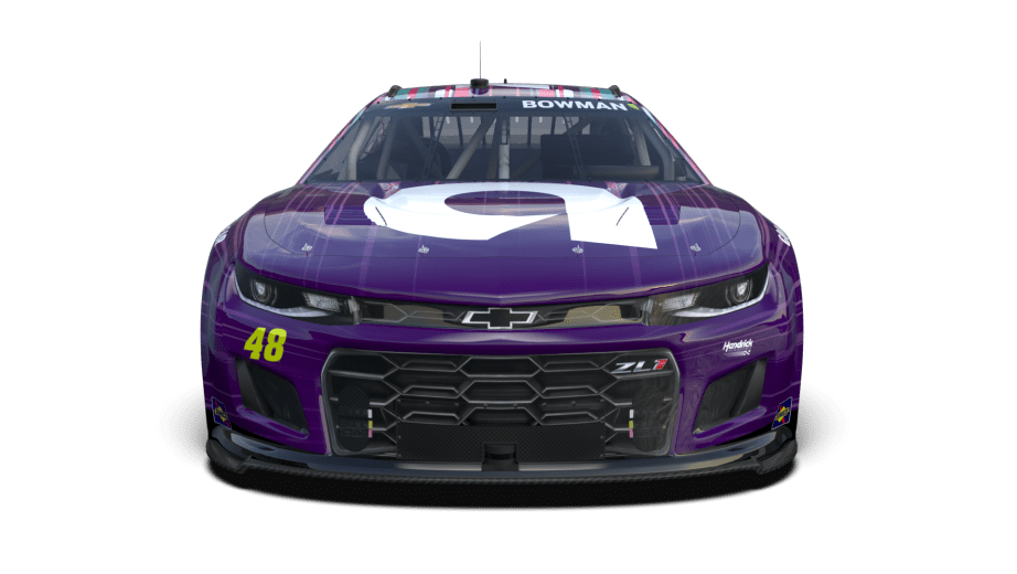 The primary plum-and-white design for Alex Bowman's No. 48 Ally Chevrolet.