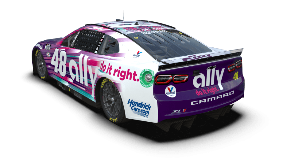 The primary plum-and-white design for Alex Bowman's No. 48 Ally Chevrolet.