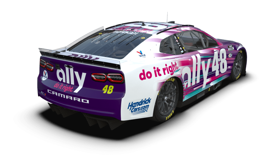 The primary plum-and-white design for Alex Bowman's No. 48 Ally Chevrolet.