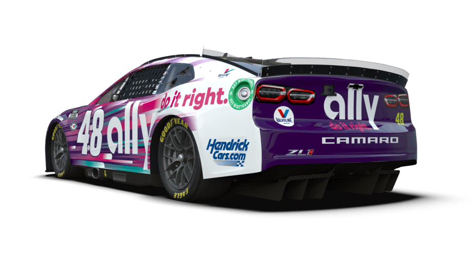 The primary plum-and-white design for Alex Bowman's No. 48 Ally Chevrolet.