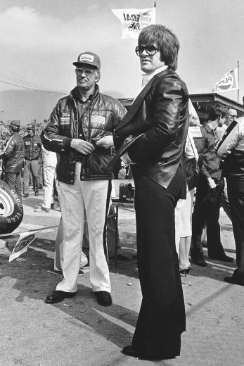 DAYTONA BEACH, FL: NASCAR owner and mechanic Glen Wood (L) and baseball great Pete Rose during pre-race activities at the Daytona 500 NASCAR Cup race at Daytona International Speedway. (Photo by ISC Images & Archives via Getty Images)