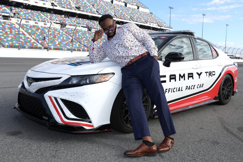 DAYTONA BEACH, FLORIDA - FEBRUARY 20: Honorary pace car driver, WWE Wrestlers Big E poses for a photo for prior to the NASCAR Cup Series 64th Annual Daytona 500 at Daytona International Speedway on February 20, 2022 in Daytona Beach, Florida. (Photo by James Gilbert/Getty Images)
