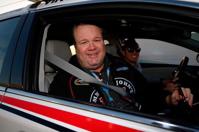DAYTONA BEACH, FL - FEBRUARY 22: Actor Eric Stonestreet poses for a photo before taking a pacecar ride during the NASCAR Sprint Cup Series 57th Annual Daytona 500 at Daytona International Speedway on February 22, 2015 in Daytona Beach, Florida. (Photo by Chris Trotman/NASCAR via Getty Images)