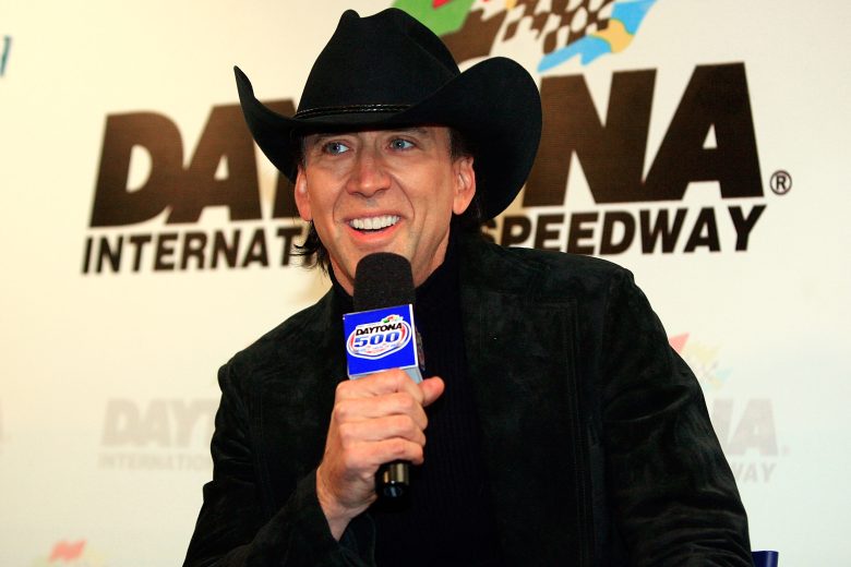 DAYTONA, FL - FEBRUARY 18: Actor Nicolas Cage speaks during a press conference before the NASCAR Nextel Cup Series Daytona 500 at Daytona International Speedway on February 18, 2007 in Daytona, Florida. (Photo by Michael Heiman/Getty Images)