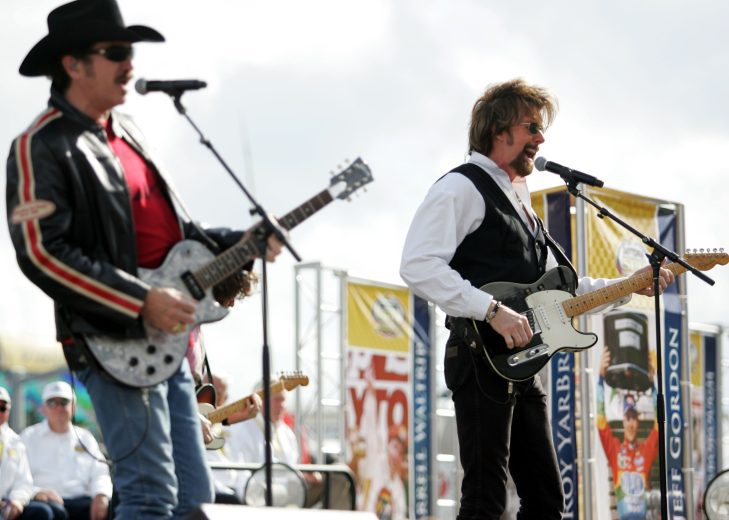 DAYTONA BEACH, FL - FEBRUARY 17: Musical group Brooks and Dunn perform prior to the start of the NASCAR Sprint Cup Series Daytona 500 at Daytona International Speedway on February 17, 2008 in Daytona Beach, Florida. (Photo by Marc Serota/Getty Images for NASCAR)
