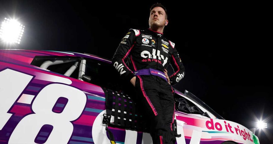 Alex Bowman stands outside his car at the Busch Light Clash