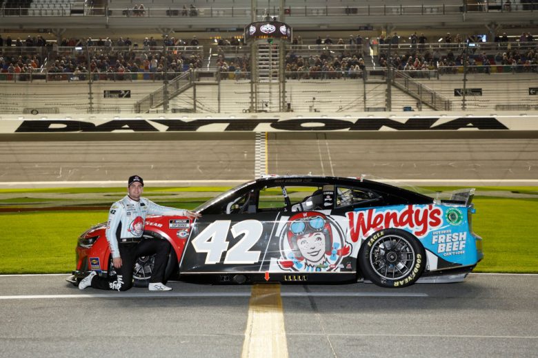 Noah Gragson poses on track