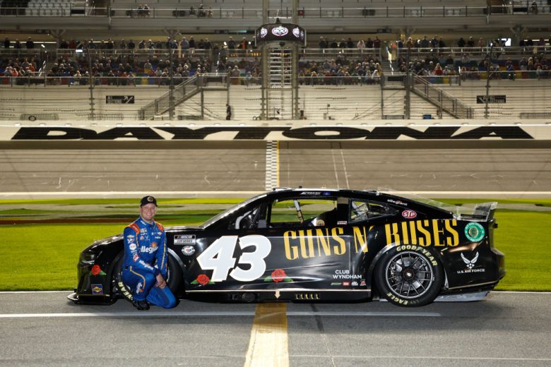 Erik Jones poses on track