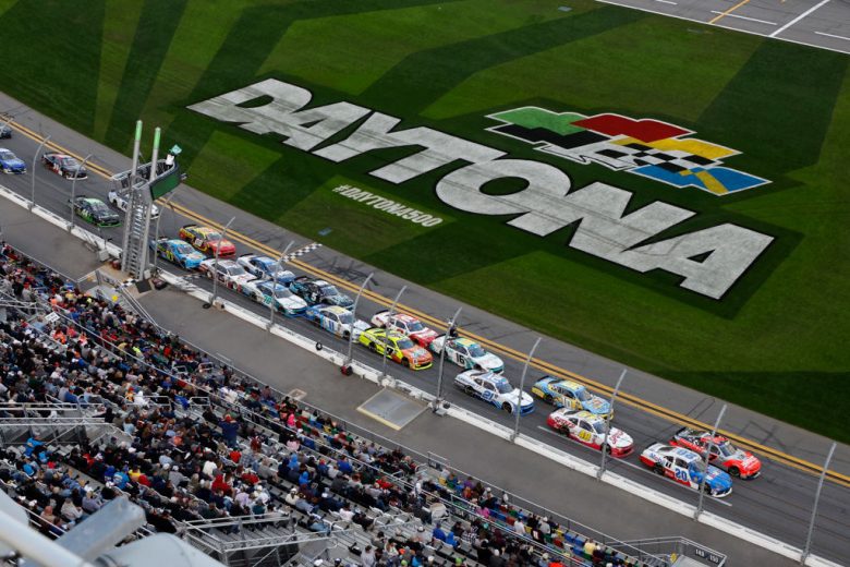 Cars race at Daytona