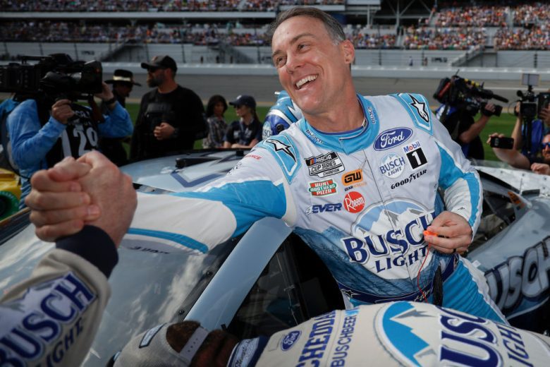 Harvick climbs in his car