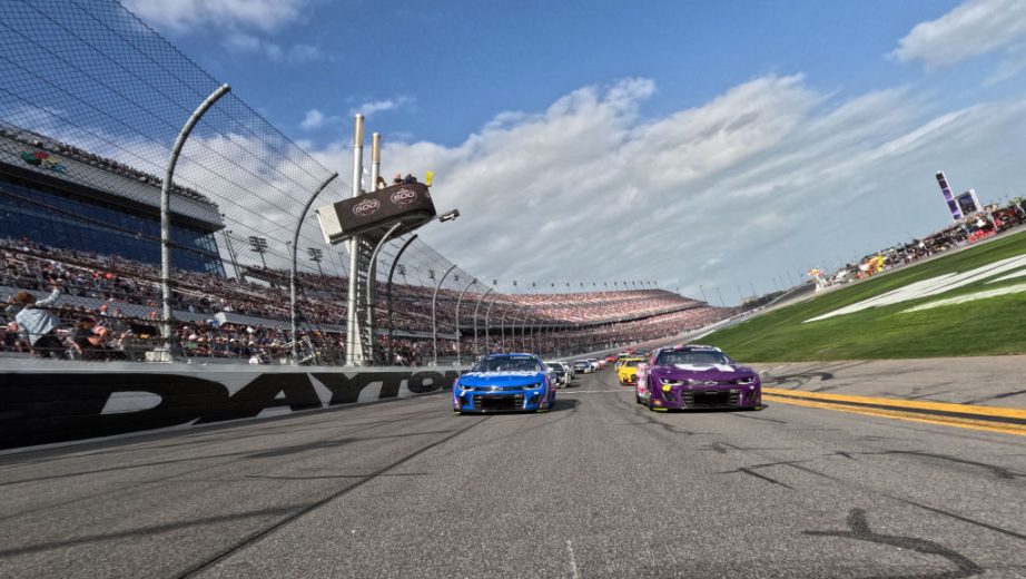 View from the pace car of the pack