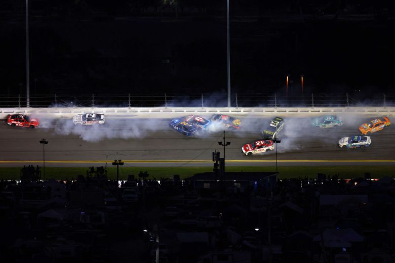 Cars crash at Daytona
