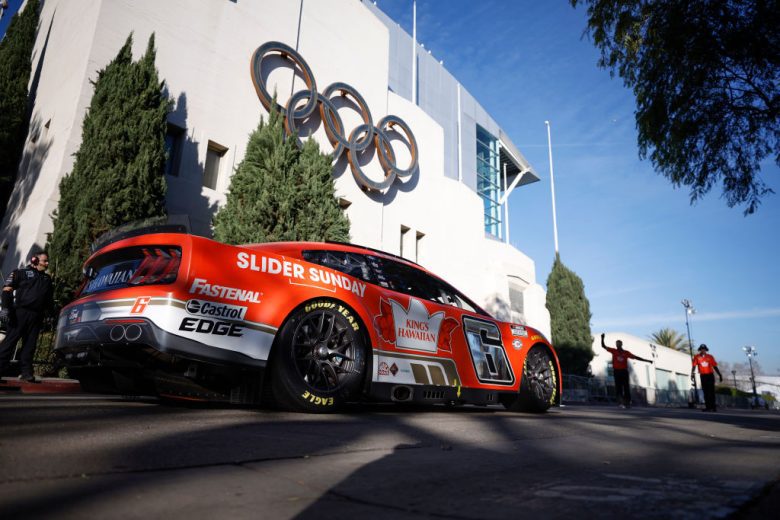 Brad Keselowski's car enters the track