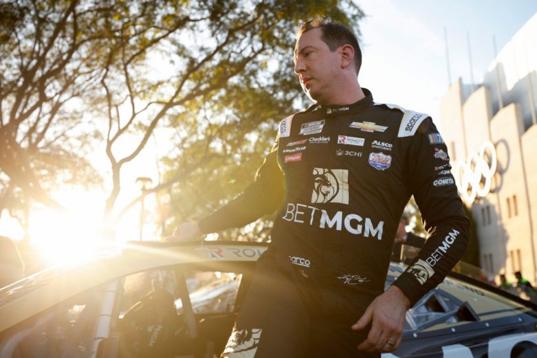 Kyle Busch exits his car