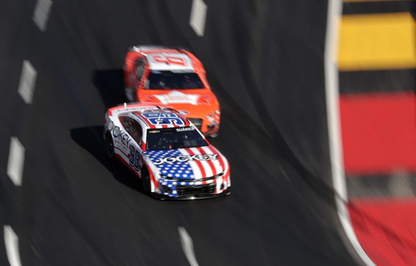 Daniel Suárez and Brad Keselowski drive