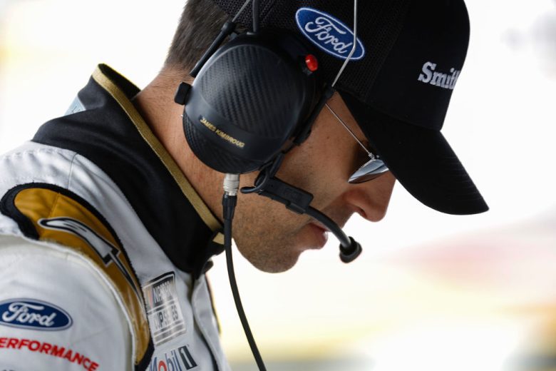 Aric Almirola looks during practice