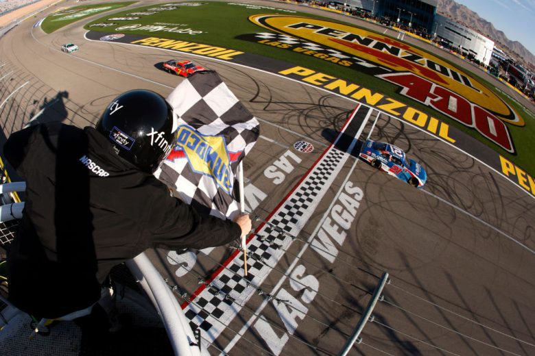 Austin Hill wins at checkered flag