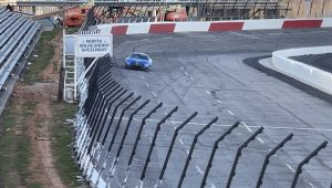 Chris Buescher exits Turn 4 at North Wilkesboro during testing