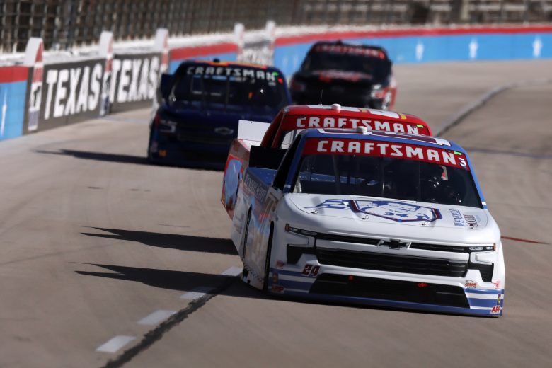 Rajah Caruth leads trucks into Turn 1 at Texas