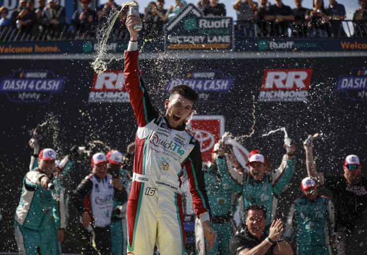 Chandler Smith celebrates in Victory Lane at Richmond
