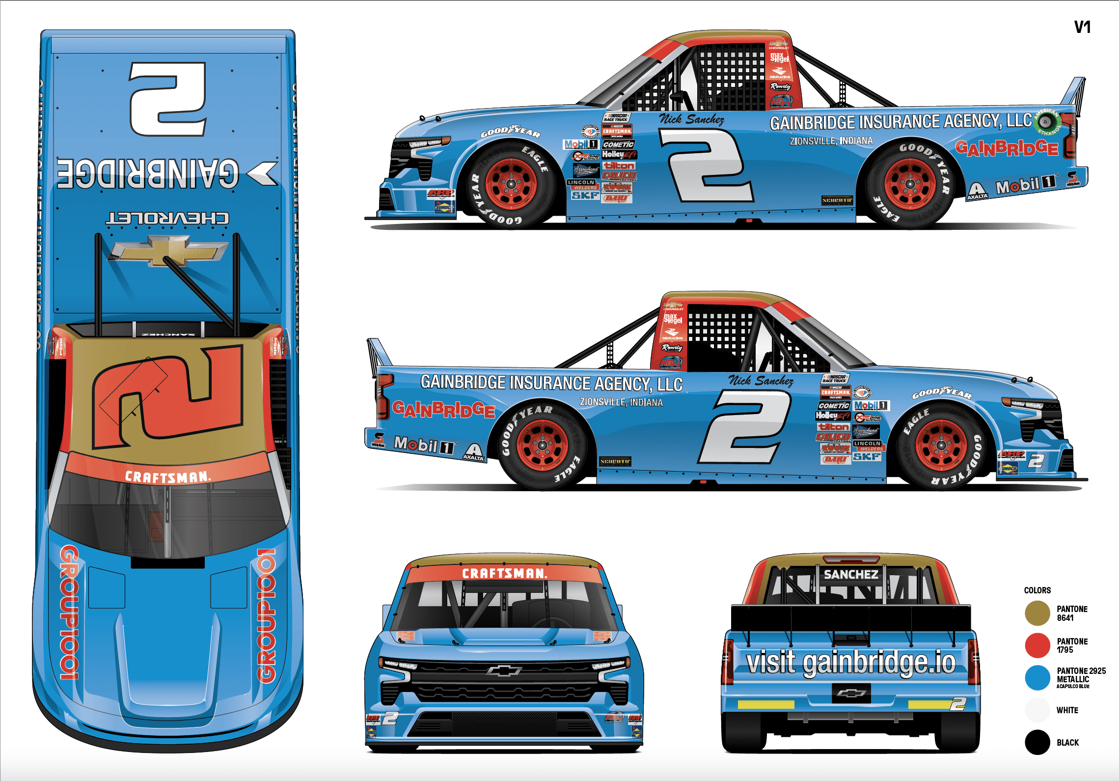 A rendered view of the No. 2 truck Nick Sanchez will drive at Darlington
