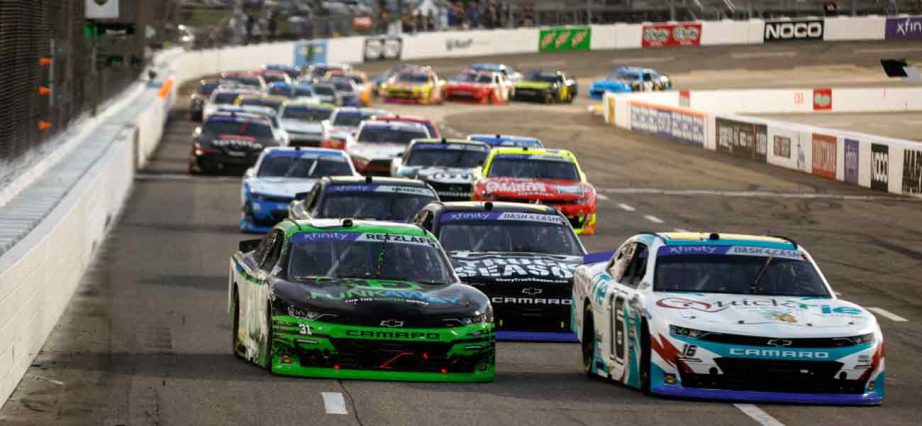 NASCAR Xfinity Series cars race at Martinsville.