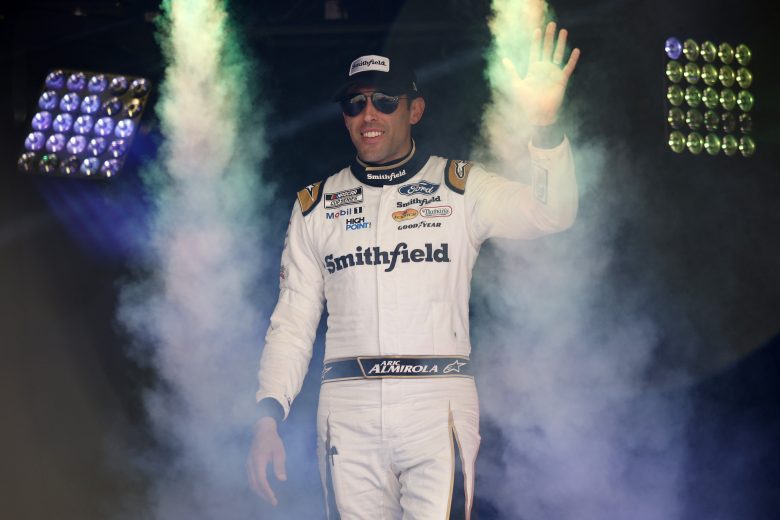 Aric Almirola greets the fans