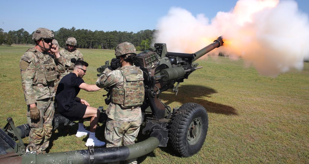 Paul Swan fires a Howitzer at Fort Bragg, North Carolina.