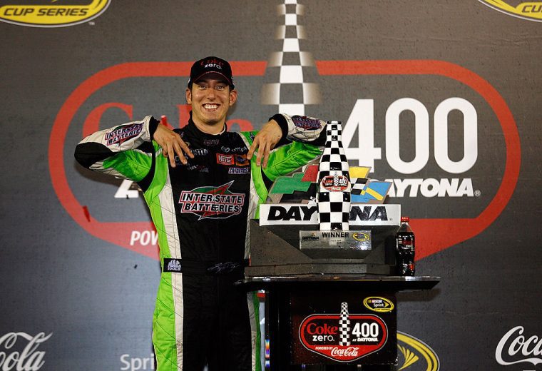 Kyle Busch celebrates in Victory Lane