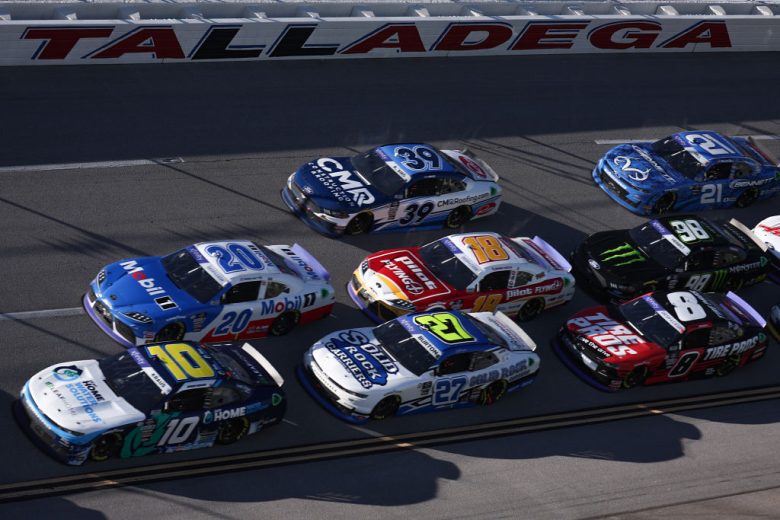 Xfinity cars race at Talladega