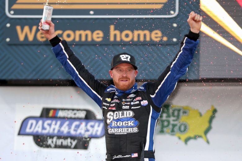 Jeb Burton celebrates in Victory Lane