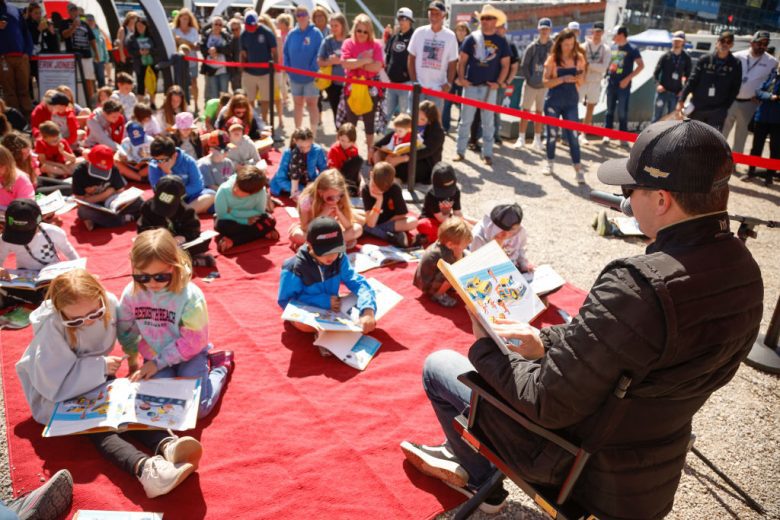 Erik Jones reads to young fans