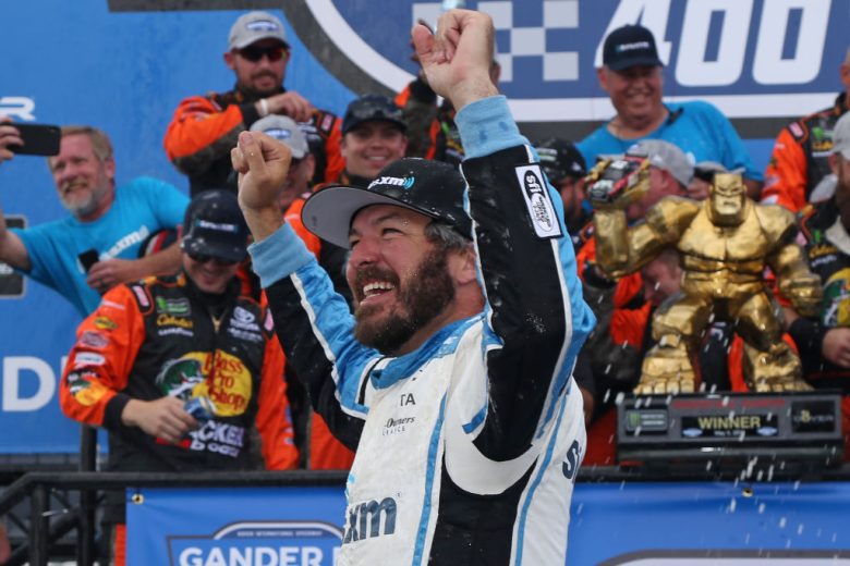 Martin Truex Jr. celebrates at Dover