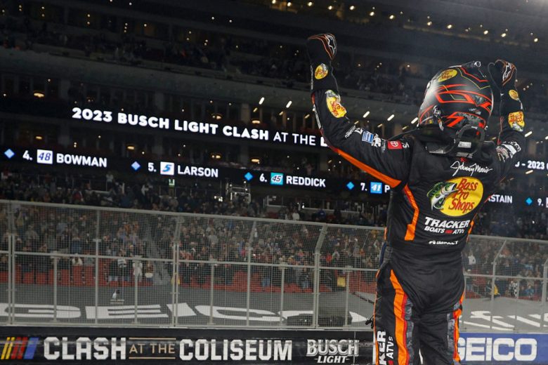 Truex celebrates at the Clash