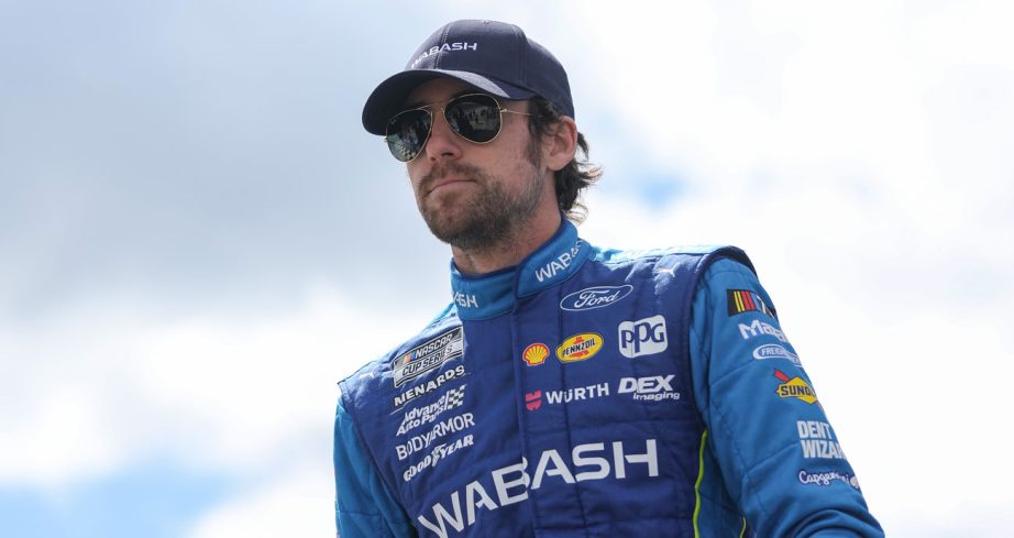 Ryan Blaney walks at Dover