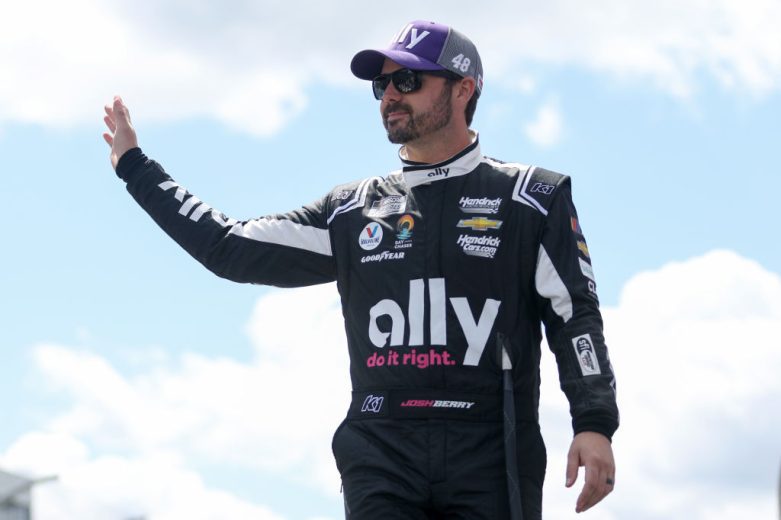 Josh Berry waves to fans