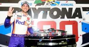 Denny Hamlin poses for a photo.