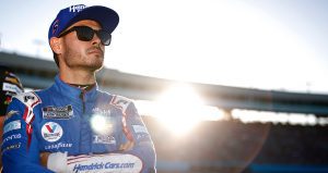 Kyle Larson looks onward.