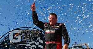 Ryan Newman celebrates.