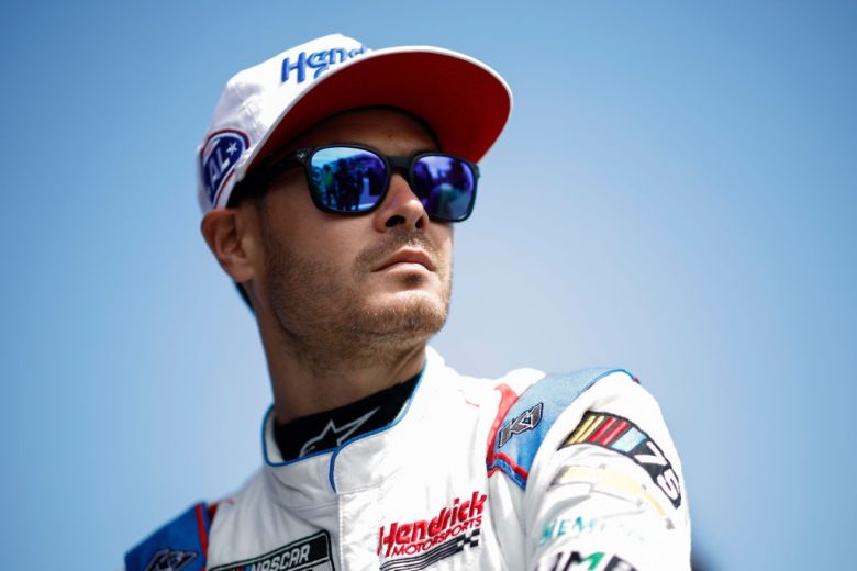 Kyle Larson looks onward.