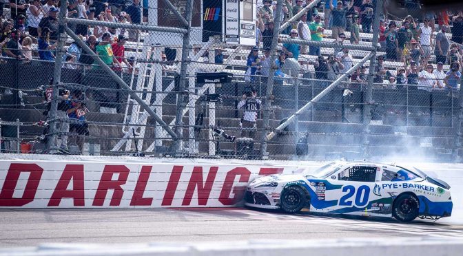 Featured image for John Hunter Nemechek gets short end in last-lap Xfinity clash with Larson at Darlington